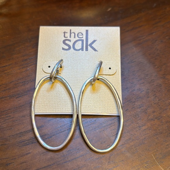 The Sak - Silver Tone U Shaped Oblong Hoop Earrings - Picture 1 of 3